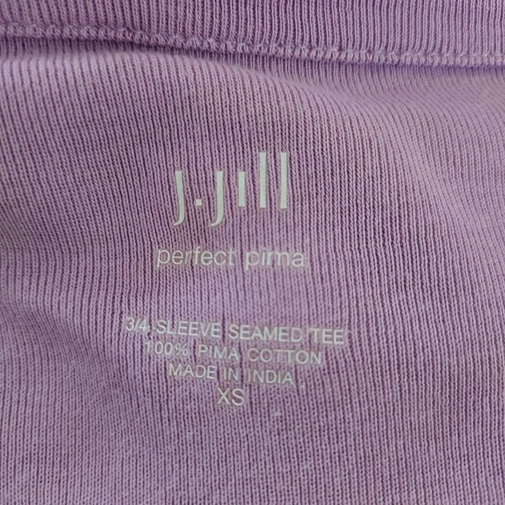 ⭐️5/$20 J. Jill Lavender 3/4 Sleeves Cotton Tee Size XS - Picture 8 of 8